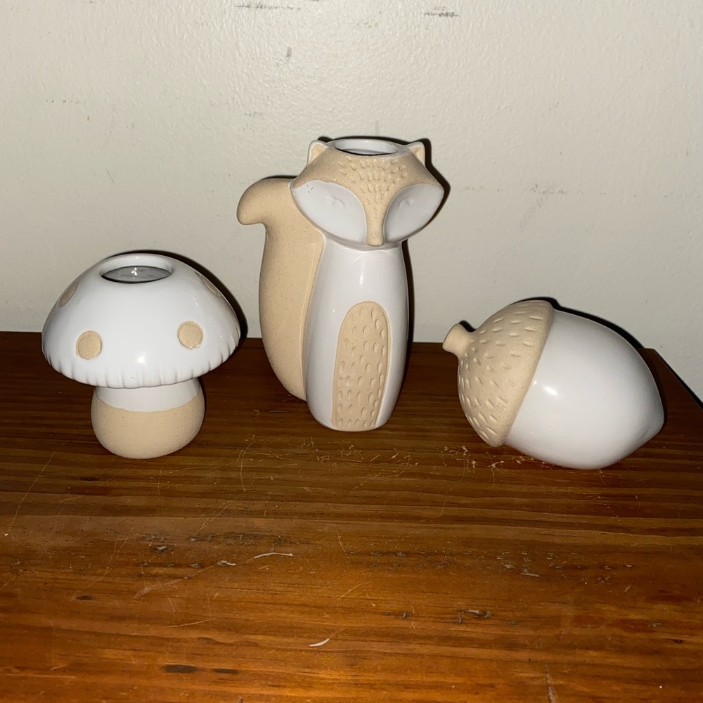Target Bullseyes Playground fall ceramic figure set- acorn, fox and mushroom